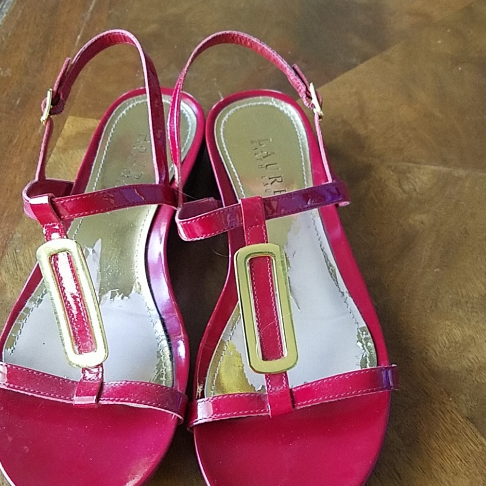 Lauren red patent leather sandals 7